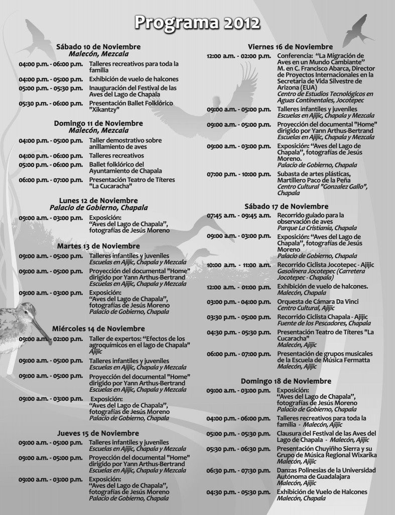 Programa Festival de las Aves Chapala 2012